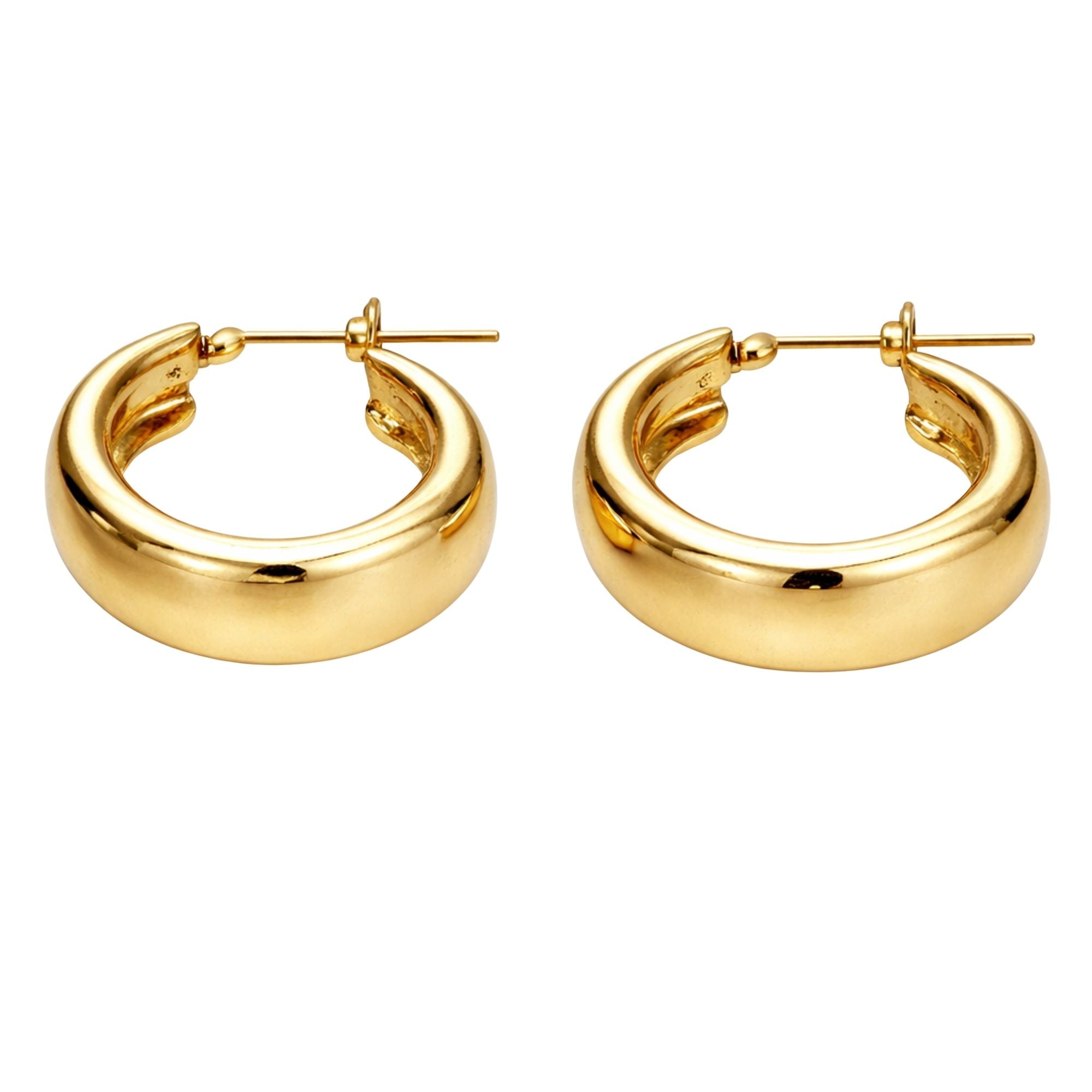 0.75 Inch Gold Tone Chunky Wide Band Hoop Earrings product detail image