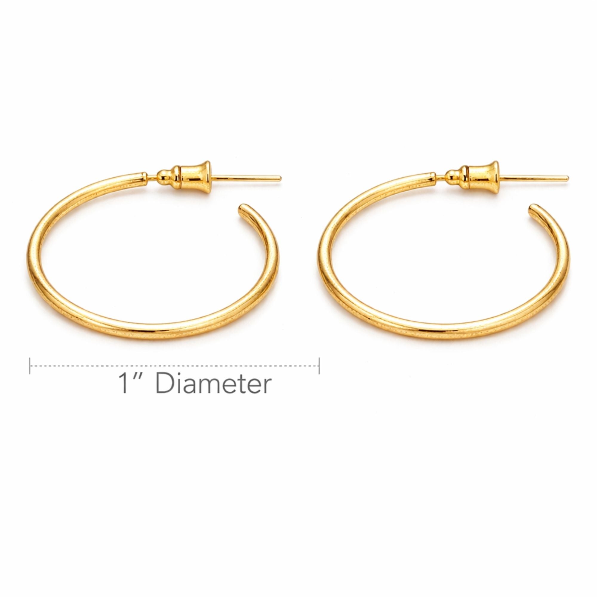 1 Inch Gold Tone Thin Wire Open Hoop Lightweight Earrings Hoop Earrings size and feature image