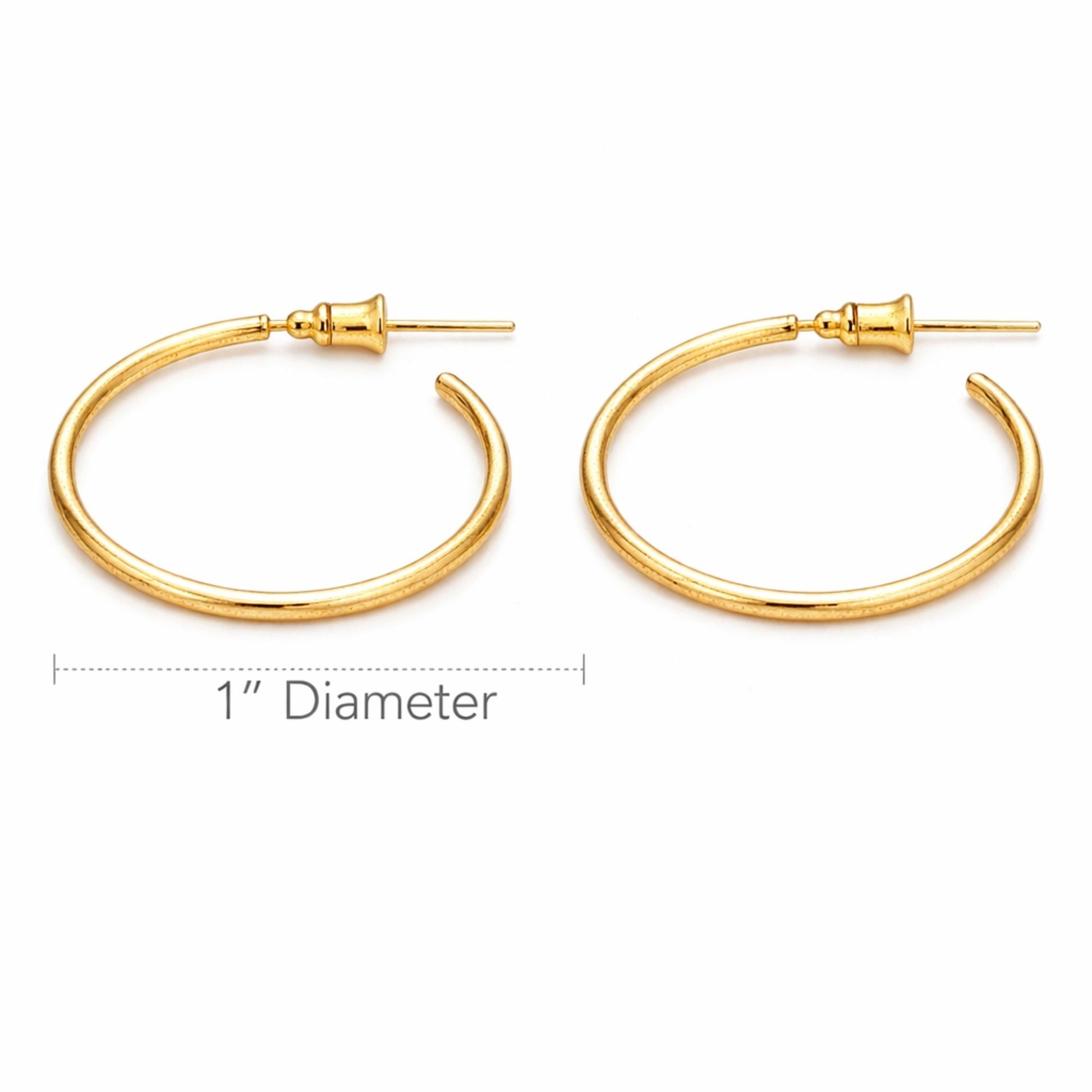  1" Gold Tone Thin Wire Open Hoop Earrings – Delicate Everyday Jewelry