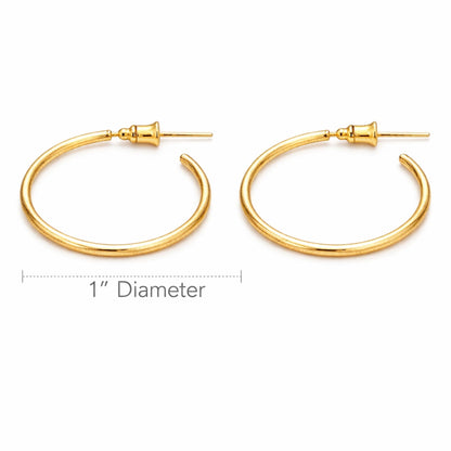  1" Gold Tone Thin Wire Open Hoop Earrings – Delicate Everyday Jewelry