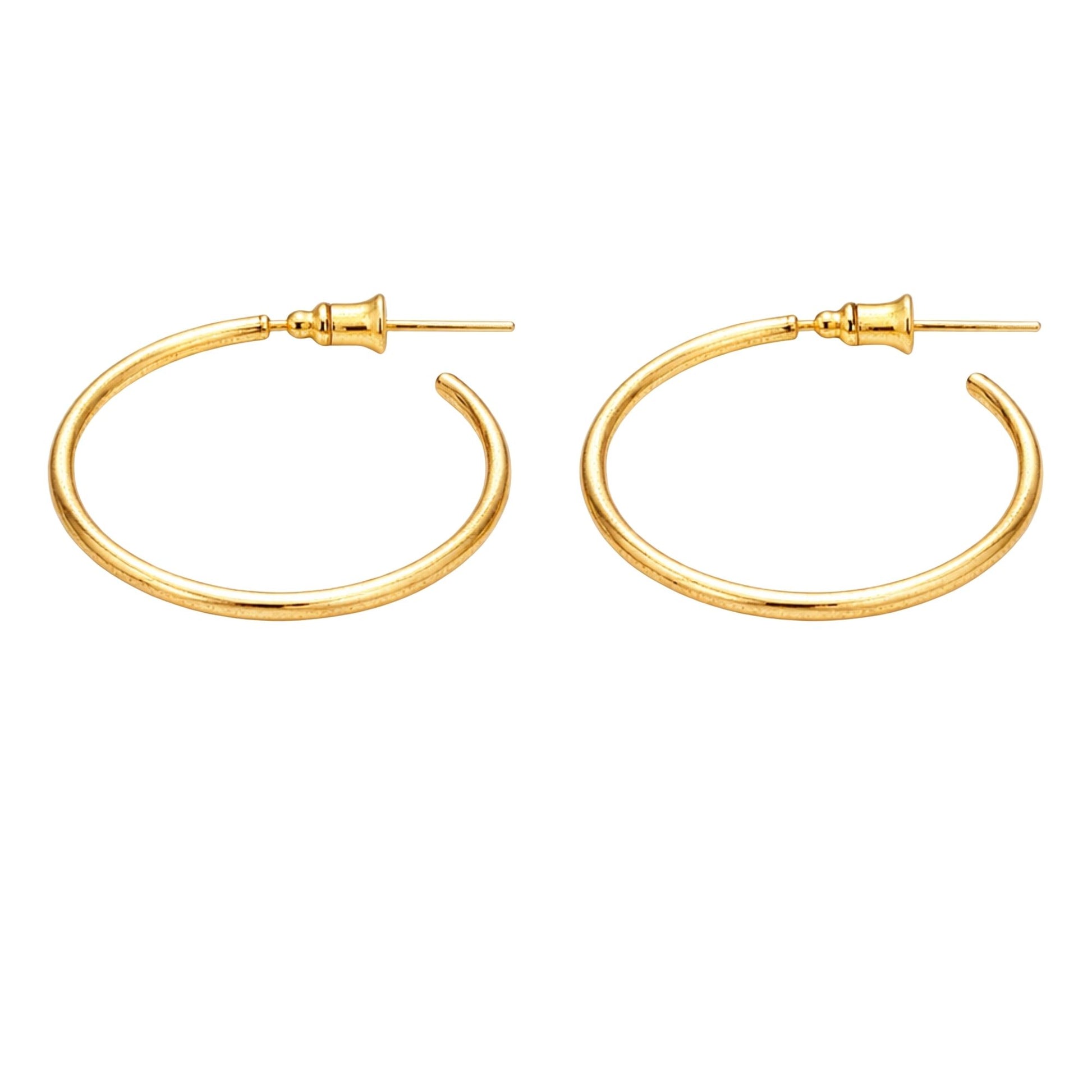  1" Gold Tone Thin Wire Open Hoop Earrings – Delicate Everyday Jewelry