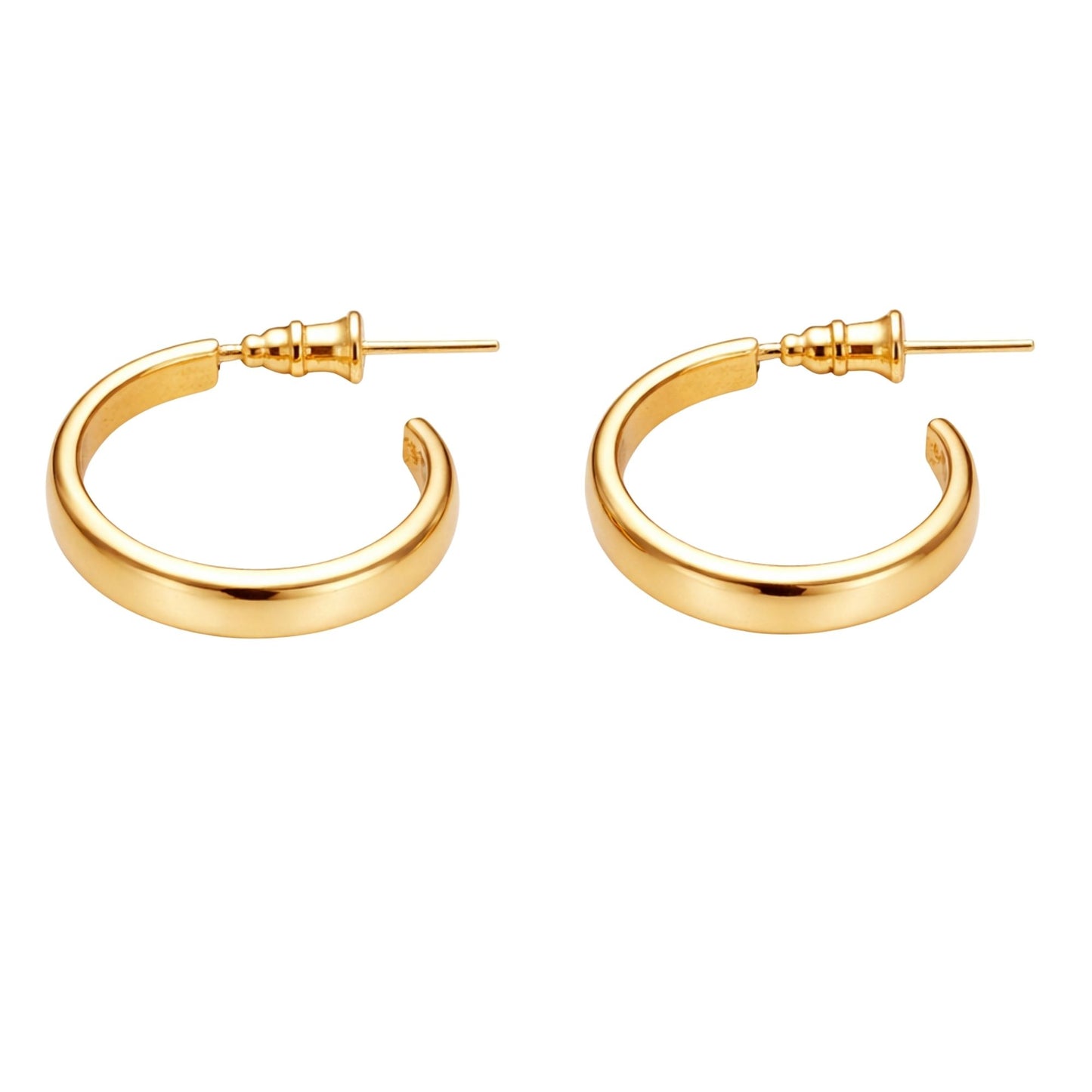 0.5" Gold Tone Flat Band Open Hoop Earrings – Sleek Everyday Jewelry