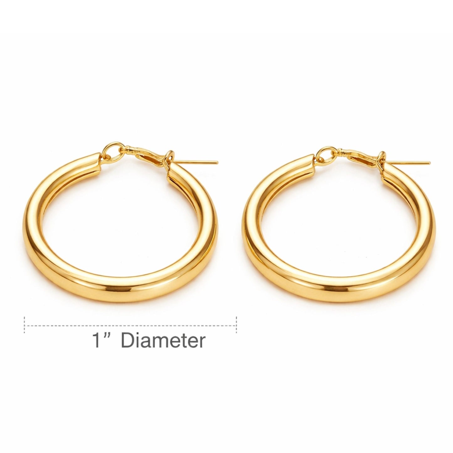 1" Gold Tone Chunky Tube Closed Hoop Earrings – Bold Everyday Jewelry
