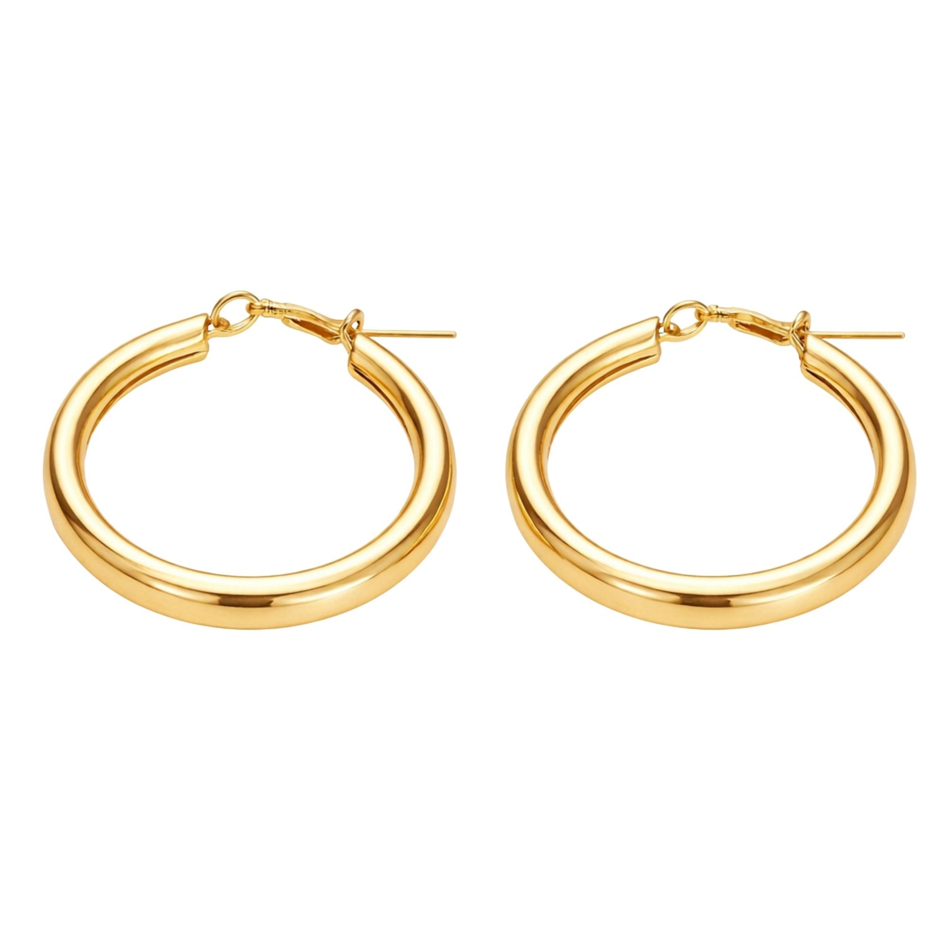 1" Gold Tone Chunky Tube Closed Hoop Earrings – Bold Everyday Jewelry