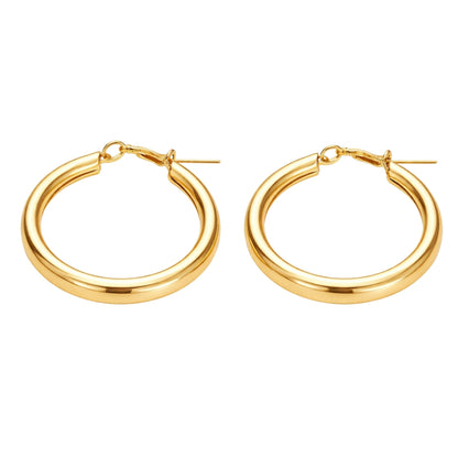 1" Gold Tone Chunky Tube Closed Hoop Earrings – Bold Everyday Jewelry