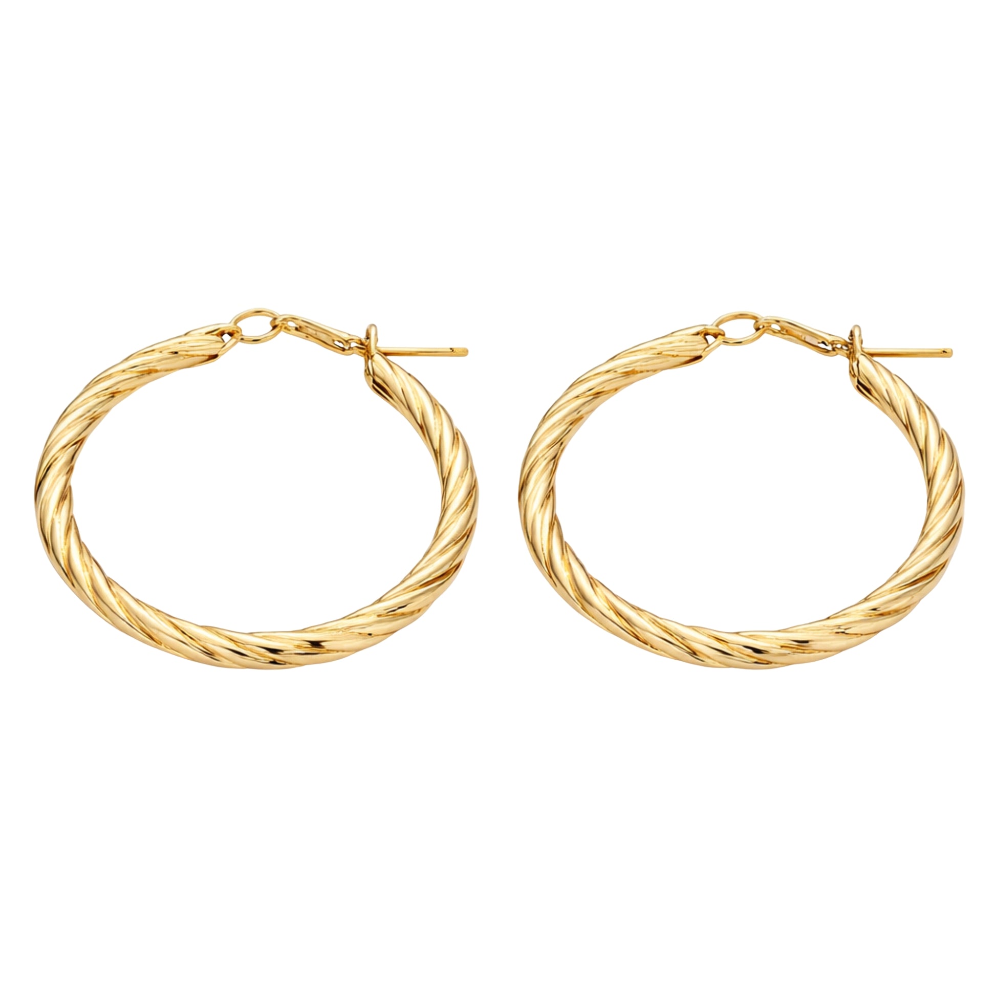 1.3 Inch Gold Tone Twisted Rope Hoop Classic Earrings for Women
