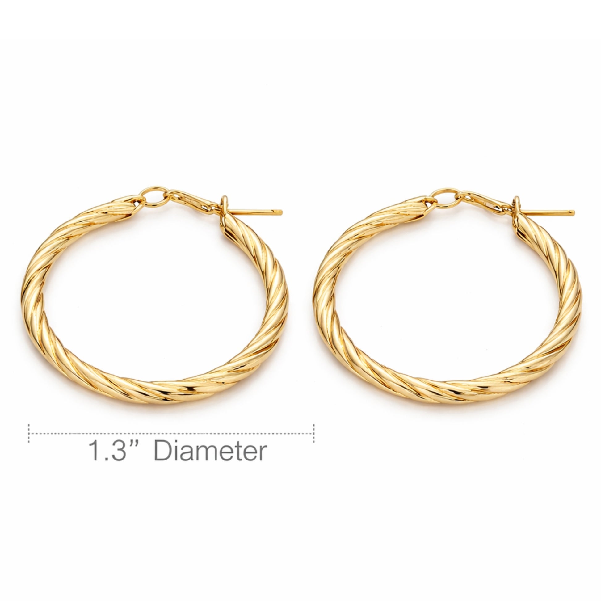 1.3 Inch Gold Tone Twisted Rope Hoop Classic Earrings for Women