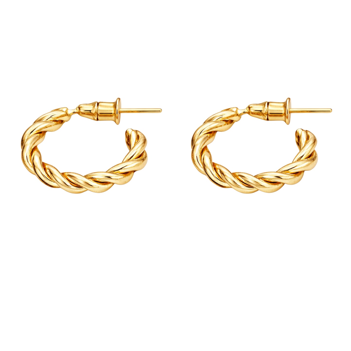 0.5 Inch Gold Tone Chunky Twisted Rope Open Hoop Earrings Classic Style product detail image