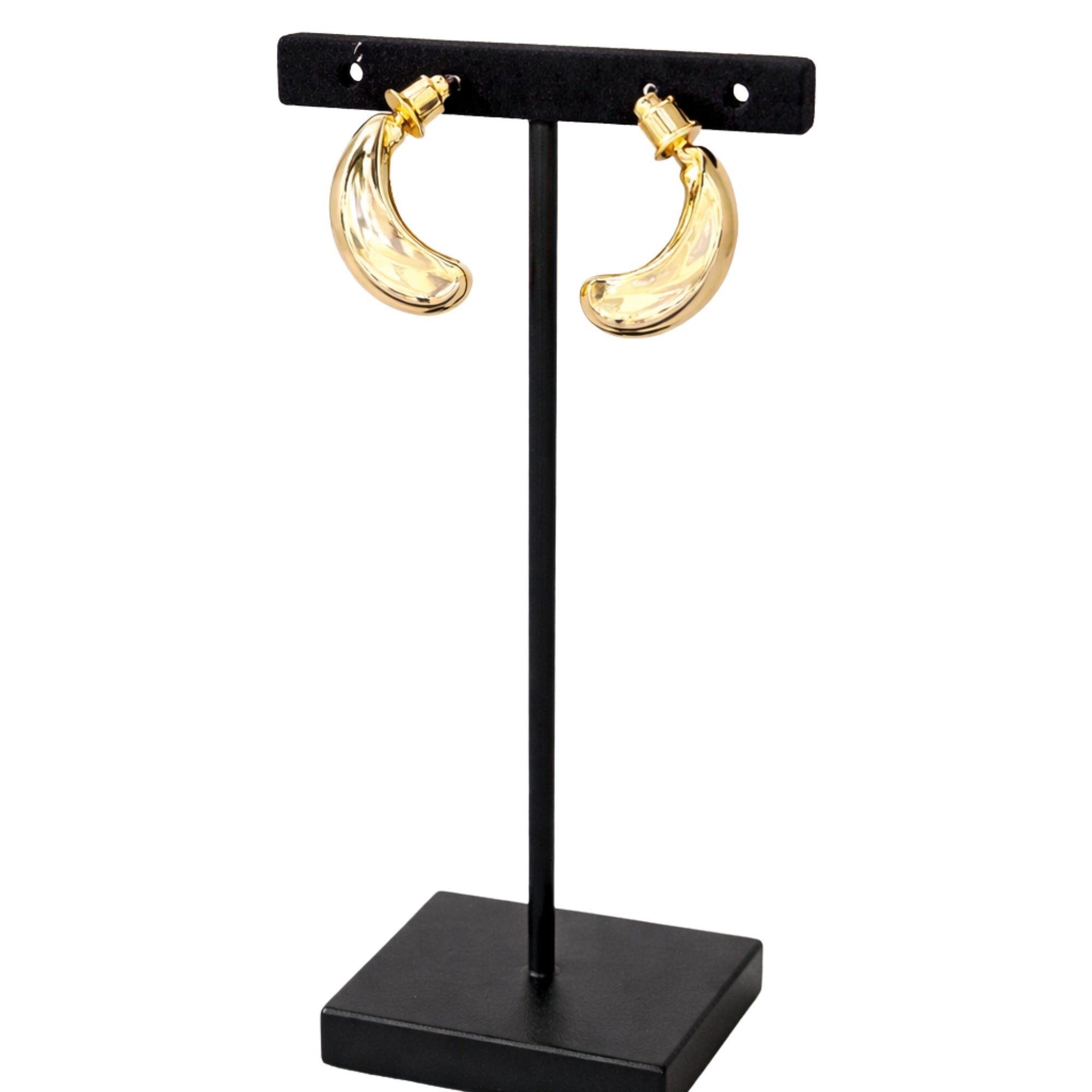 Gold Tone Chunky Tapered Open Hoop Earrings Everyday Style main product image