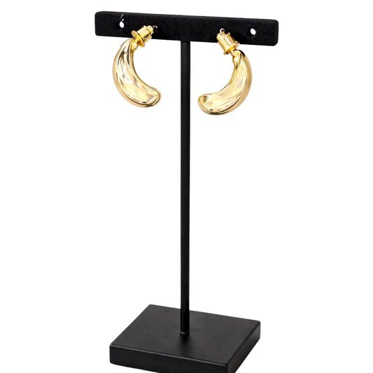 Gold Tone Chunky Tapered Open Hoop Earrings Everyday Style