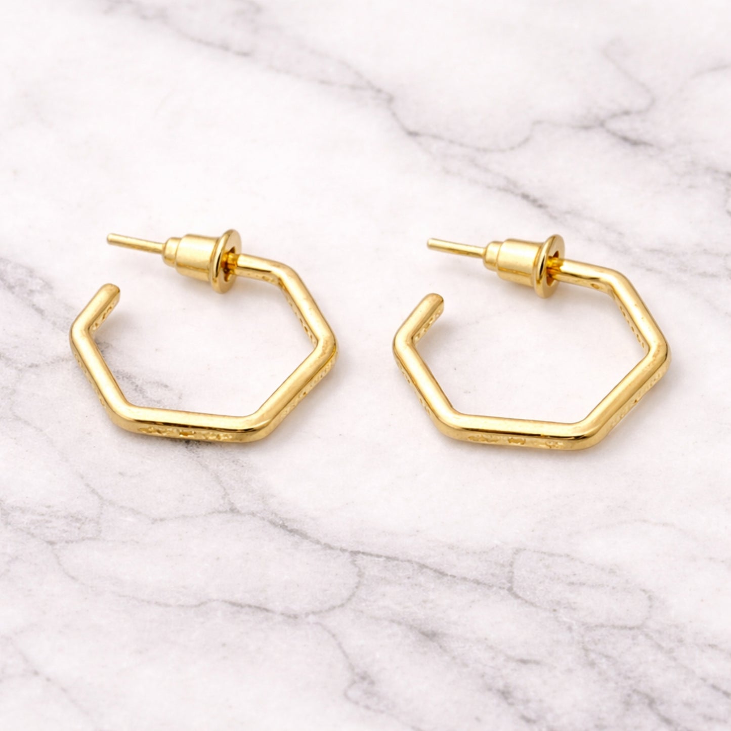 0.5 Inch Gold Tone Hexagon Open Hoop Earrings Geometric Style product image 5