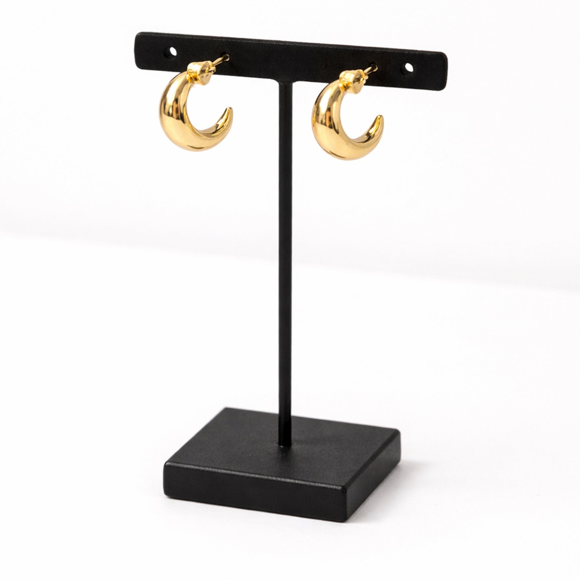 0.5 Inch Gold Tone Tapered Wide Band Open Hoop Earrings Classic Style main product image