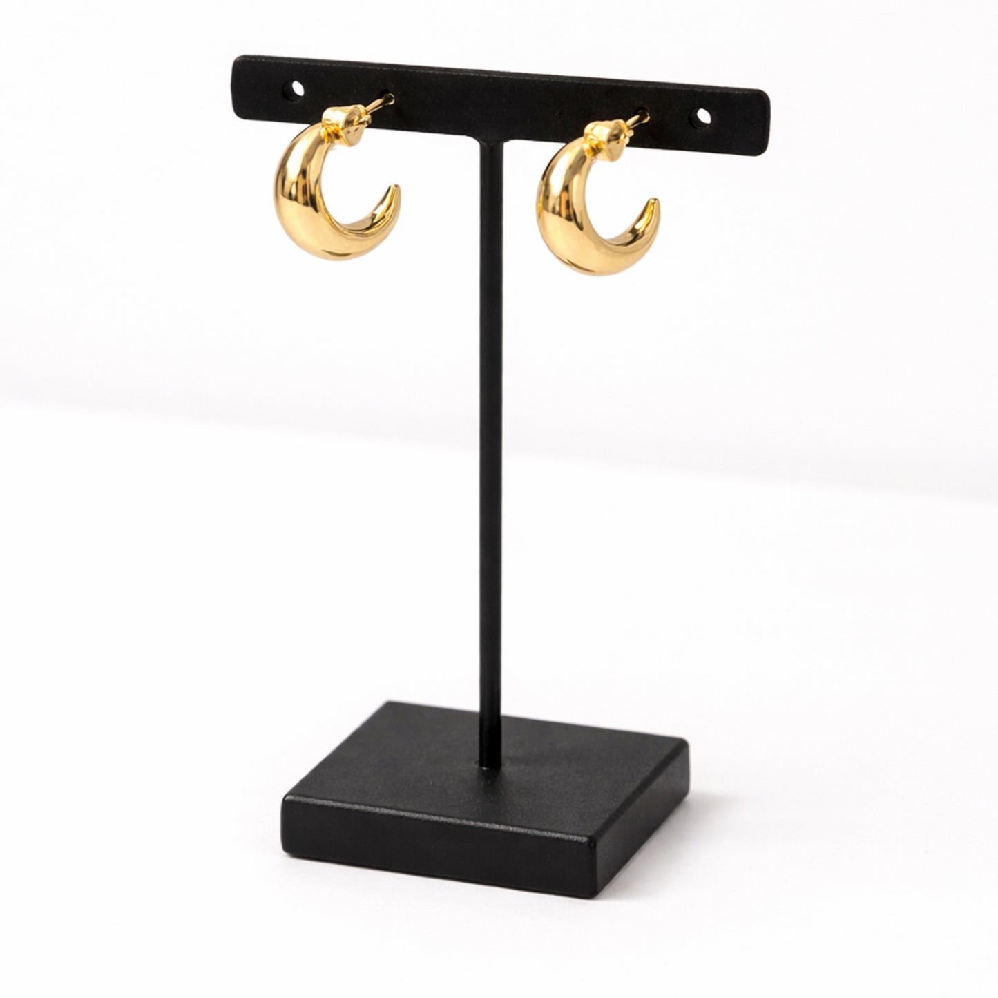 0.5 Inch Gold Tone Tapered Wide Band Open Hoop Earrings Classic Style main product image