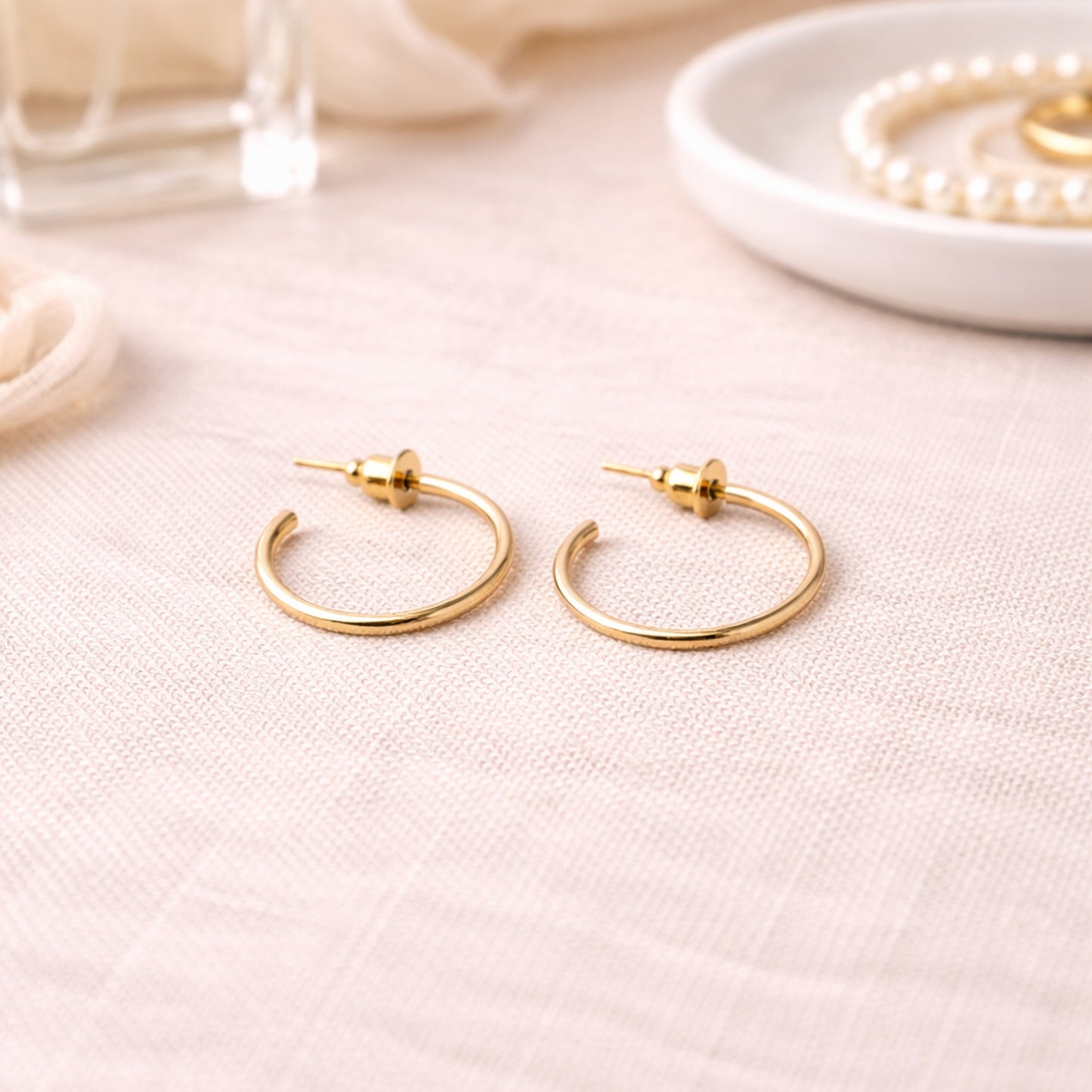 0.5 Inch Gold Tone Chunky Tube Open Hoop Earrings Everyday Style product image 5