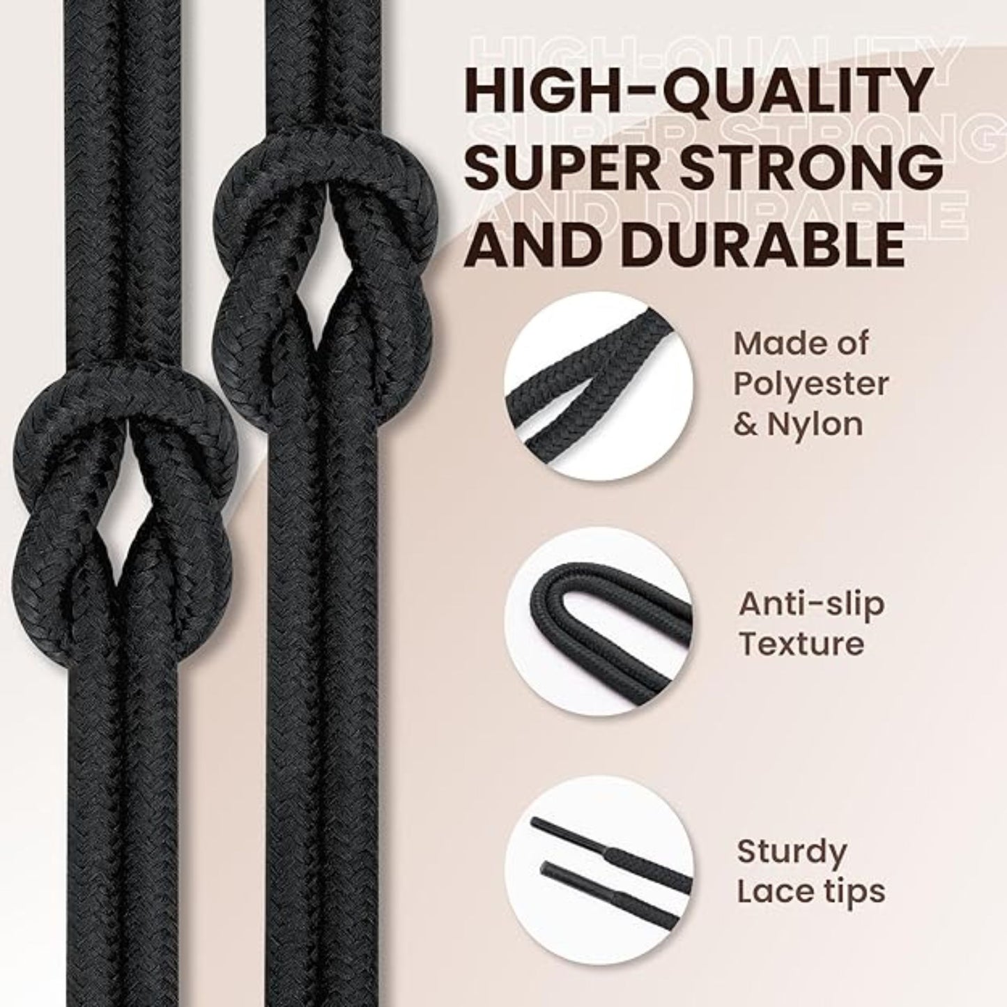 48 Inch Shoe Laces for Sneakers, Boots and Athletic Shoes, 1 Pair Shoelaces Foot product image 11