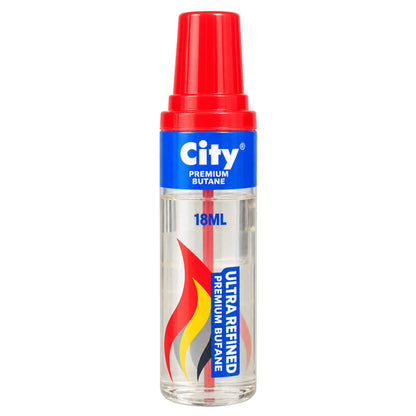 City Premium Butane Lighter Refill 18mL, Ultra Refined Fuel for Refillable Lighters