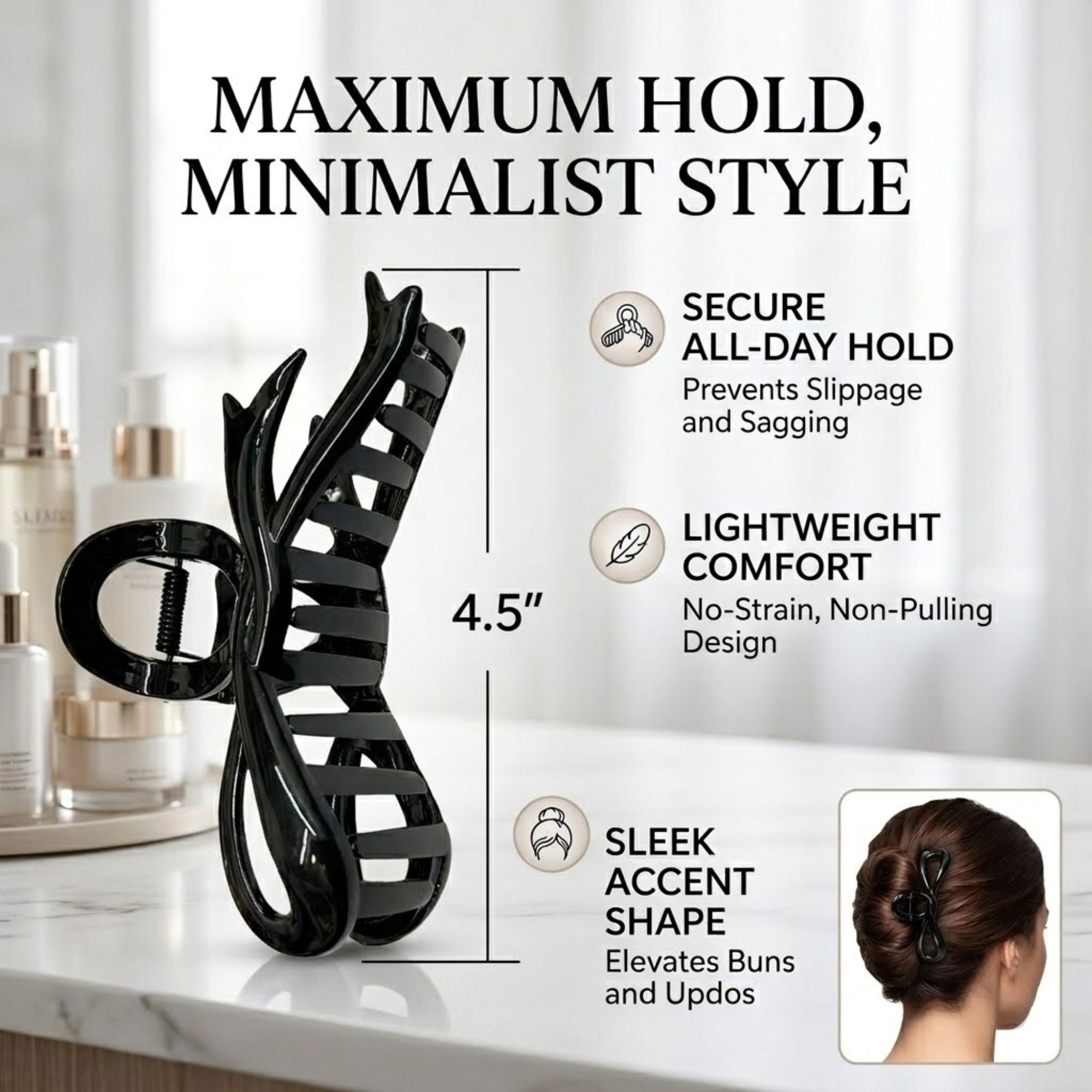 4.5" Secure Grip Bow Hair Claw Clip for Women Hair Clipper & Trimmer Accessories lifestyle use image