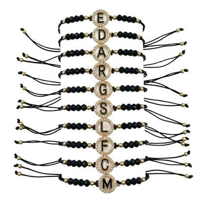 Alphabet Letter Black Adjustable Bracelet for Women Men