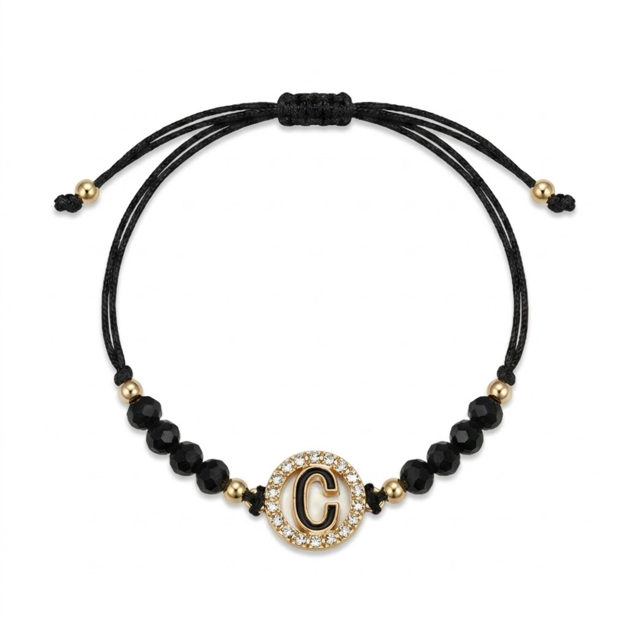 Alphabet Letter Black Adjustable Bracelet for Women Men Bracelets lifestyle use image