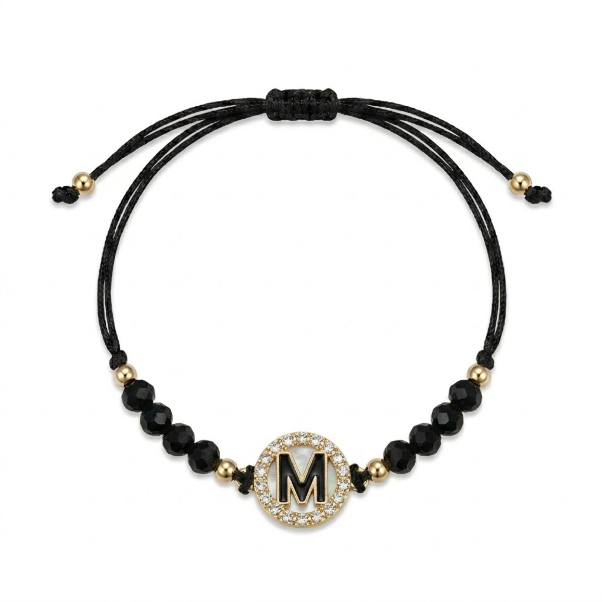 Alphabet Letter Black Adjustable Bracelet for Women Men Bracelets size and feature image
