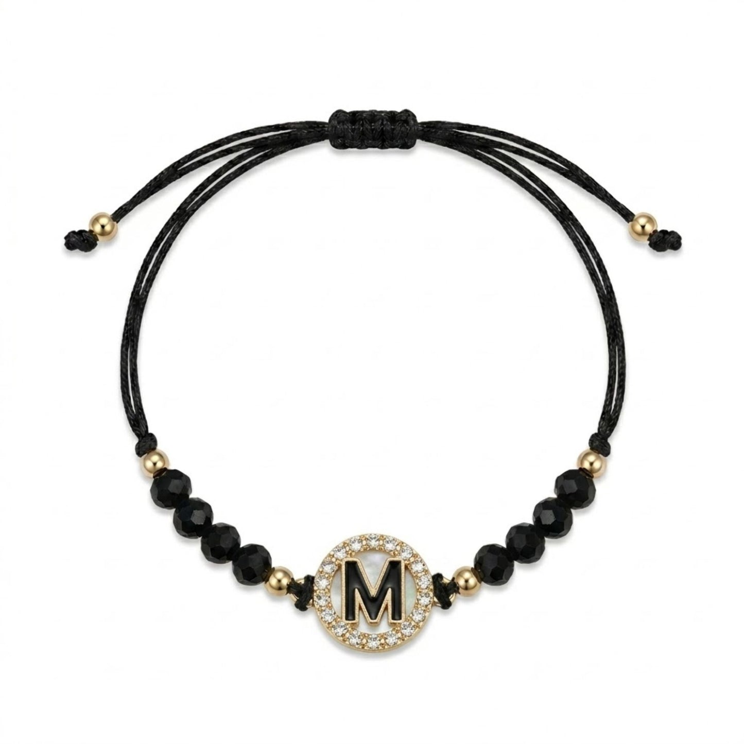 Alphabet Letter Bracelet Black Adjustable for Women Men