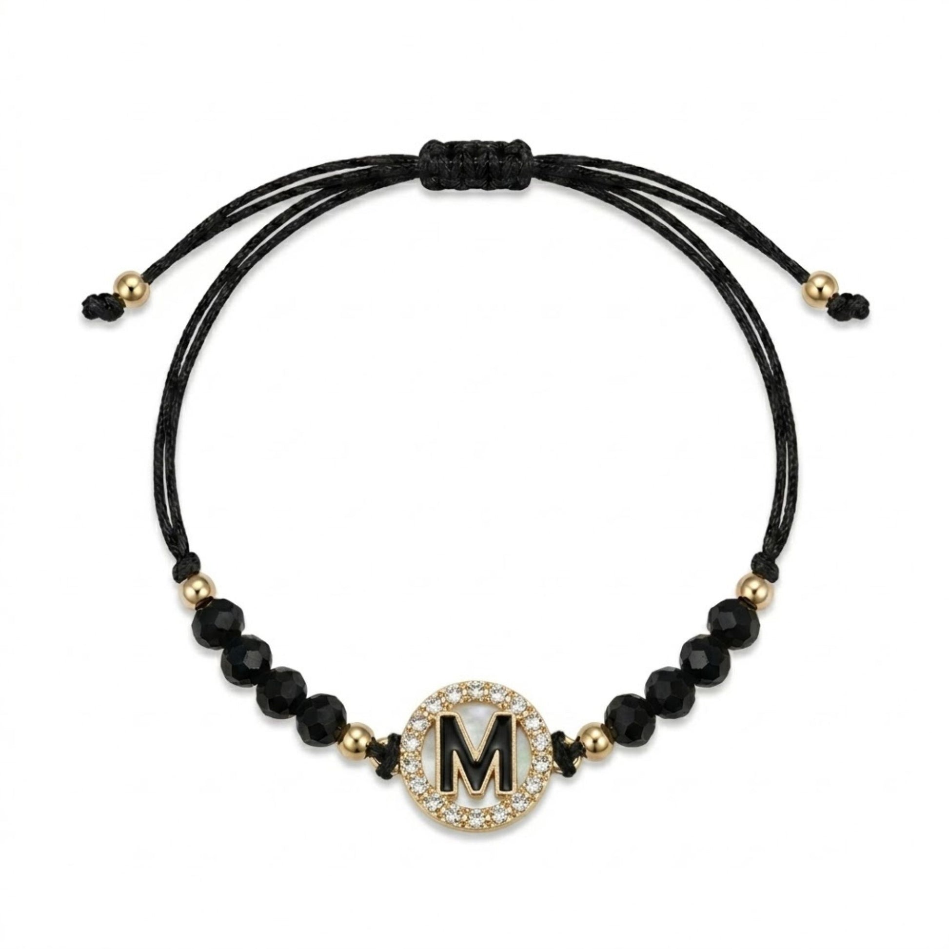 Alphabet Letter Bracelet Black Adjustable for Women Men