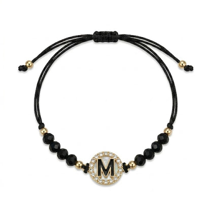 Alphabet Letter Bracelet Black Adjustable for Women Men