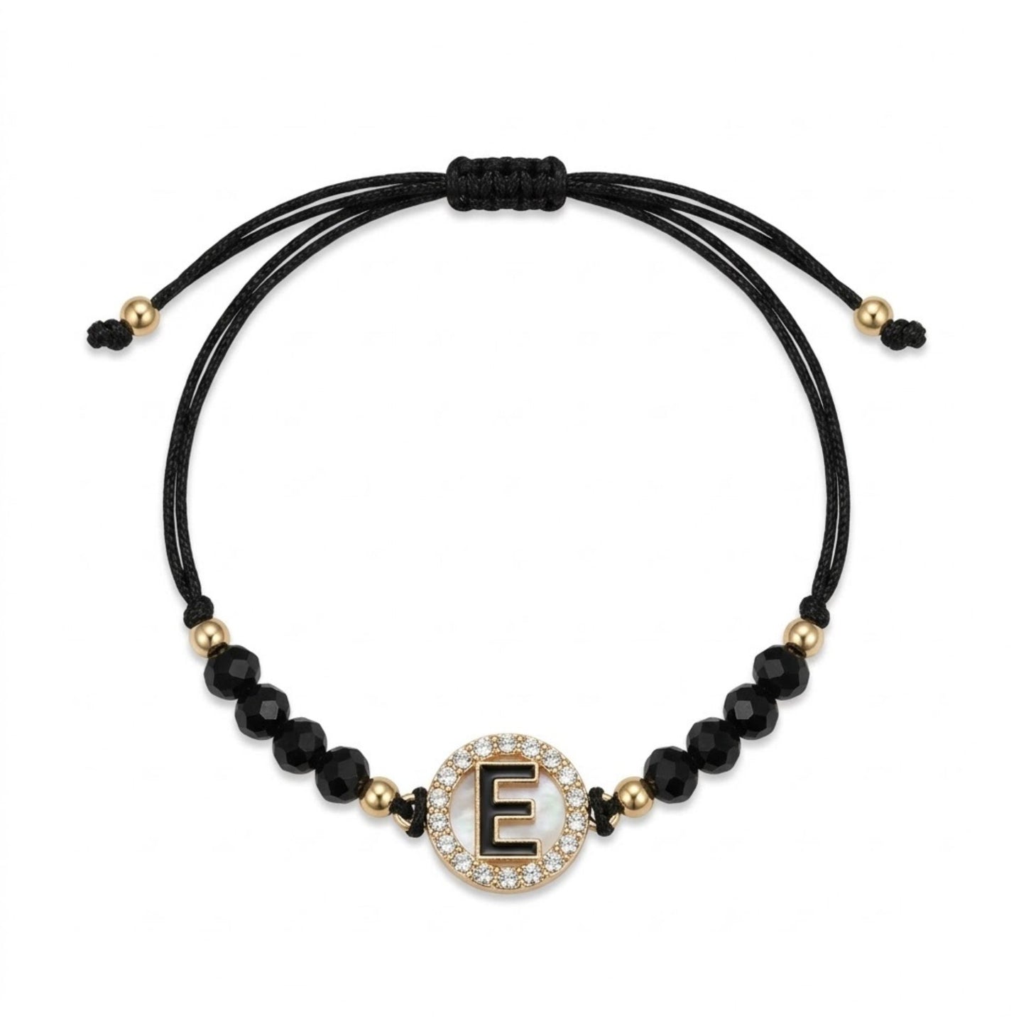Unisex Black Alphabet Letter Adjustable Cord Bracelet