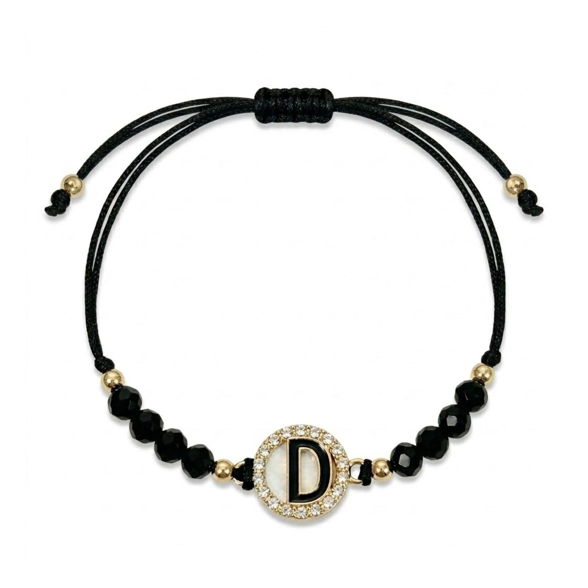 Alphabet Letter Adjustable Black Bracelet for Women Men