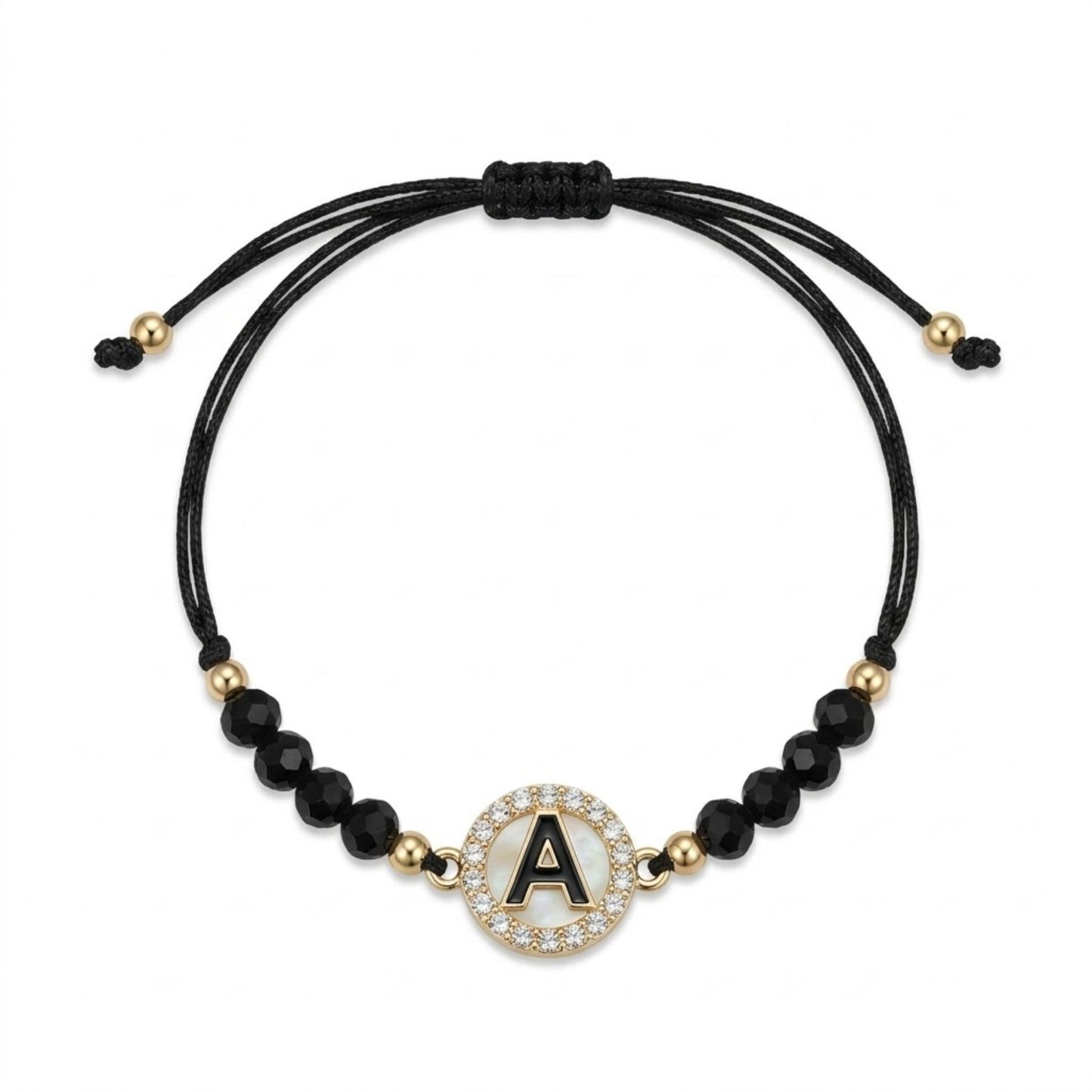 Black Alphabet Letter Adjustable Bracelet for Women & Men