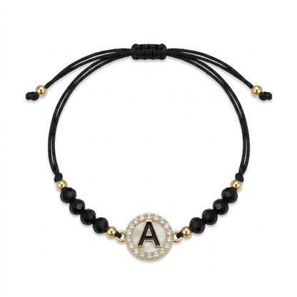 Black Alphabet Letter Adjustable Bracelet for Women & Men