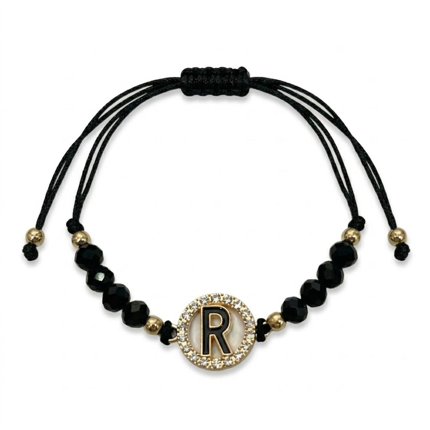 Alphabet Letter Bracelet Black Adjustable for Men Women