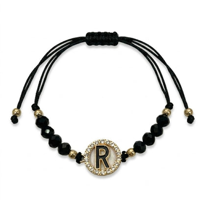 Alphabet Letter Bracelet Black Adjustable for Men Women