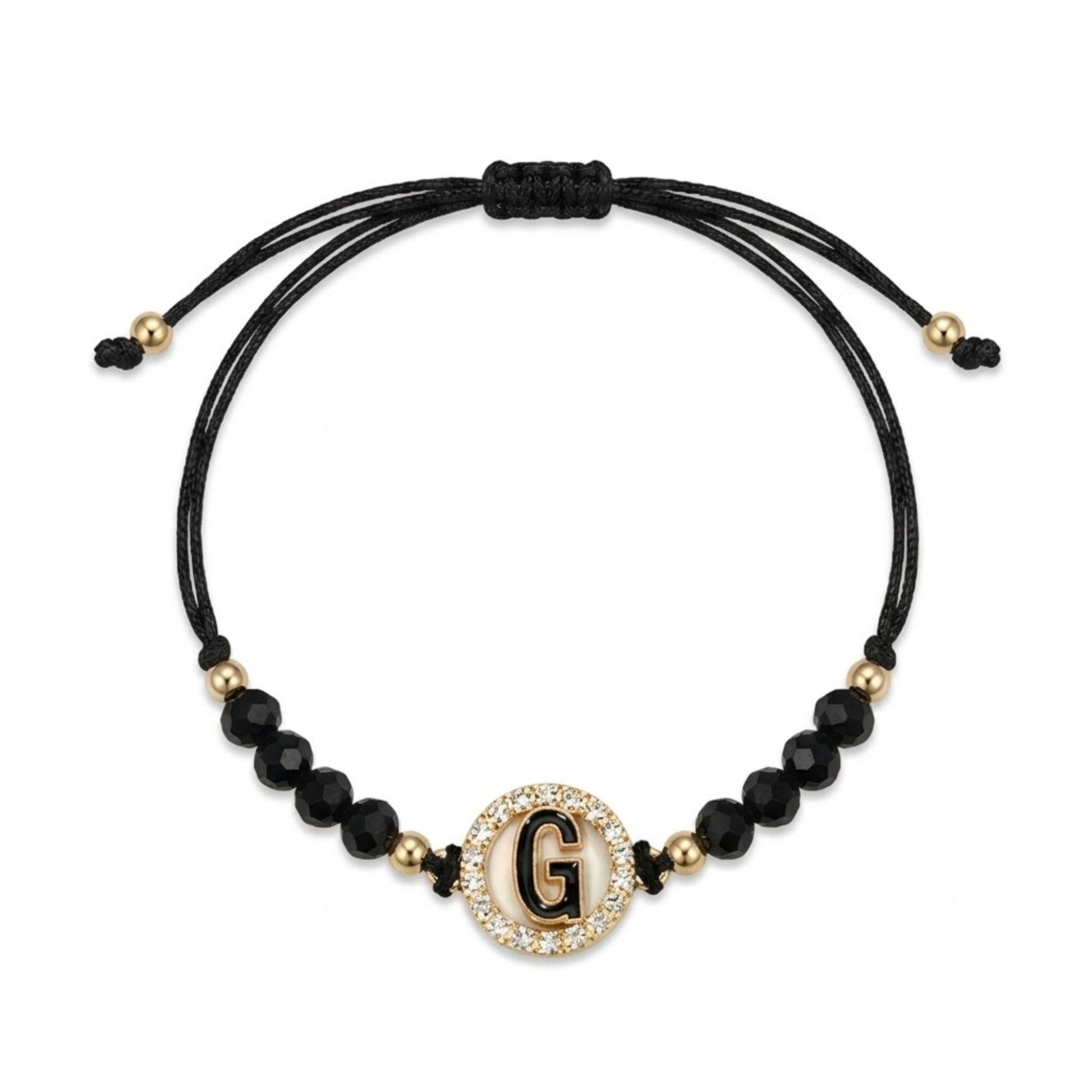 Alphabet Letter Black Cord Adjustable Bracelet Unisex