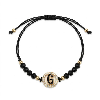 Alphabet Letter Black Cord Adjustable Bracelet Unisex