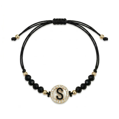 Black Alphabet Initial Adjustable Bracelet Unisex