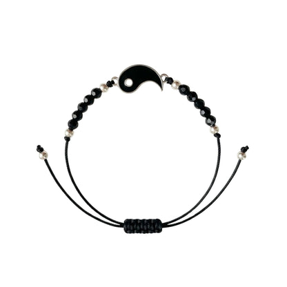 Yin Yang Beaded Adjustable Bracelet for Men & Women Bracelets product detail image