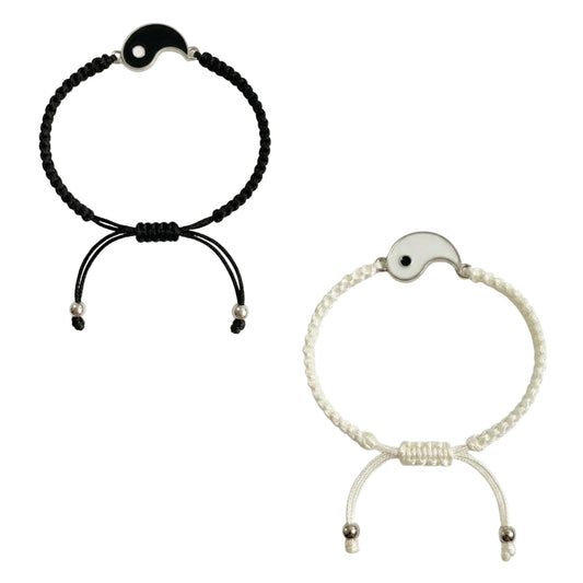 Yin Yang Symbol Adjustable Cord Bracelet for Balance