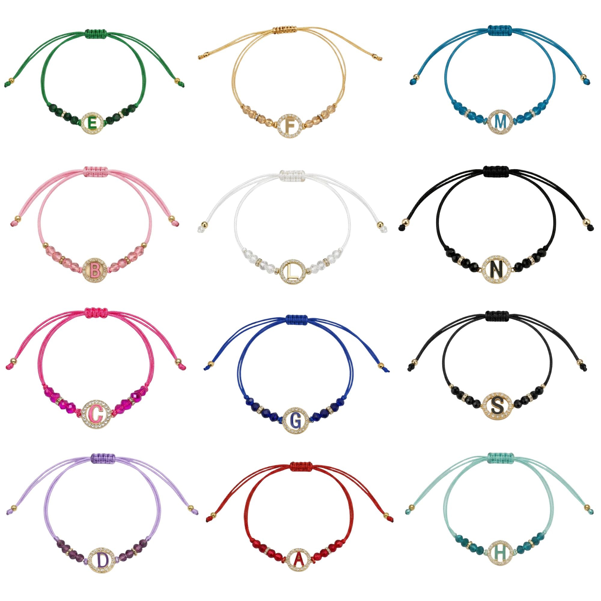 Unisex Alphabet Letter Colored Adjustable Beaded Bracelet Bracelets main product image