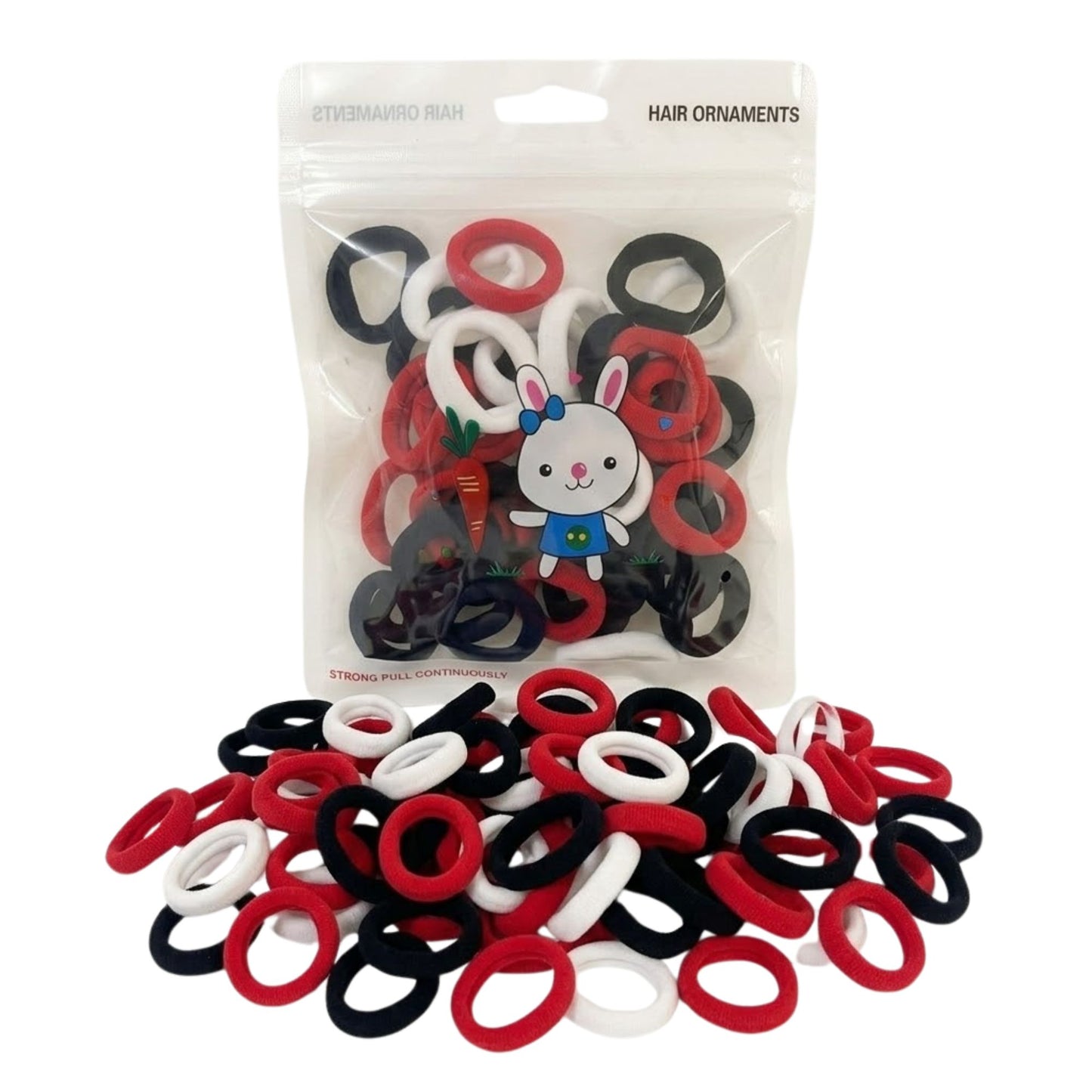 40 PCS Black White Red Elastic Hair Ties for Girls & Kids Hair Bands main product image