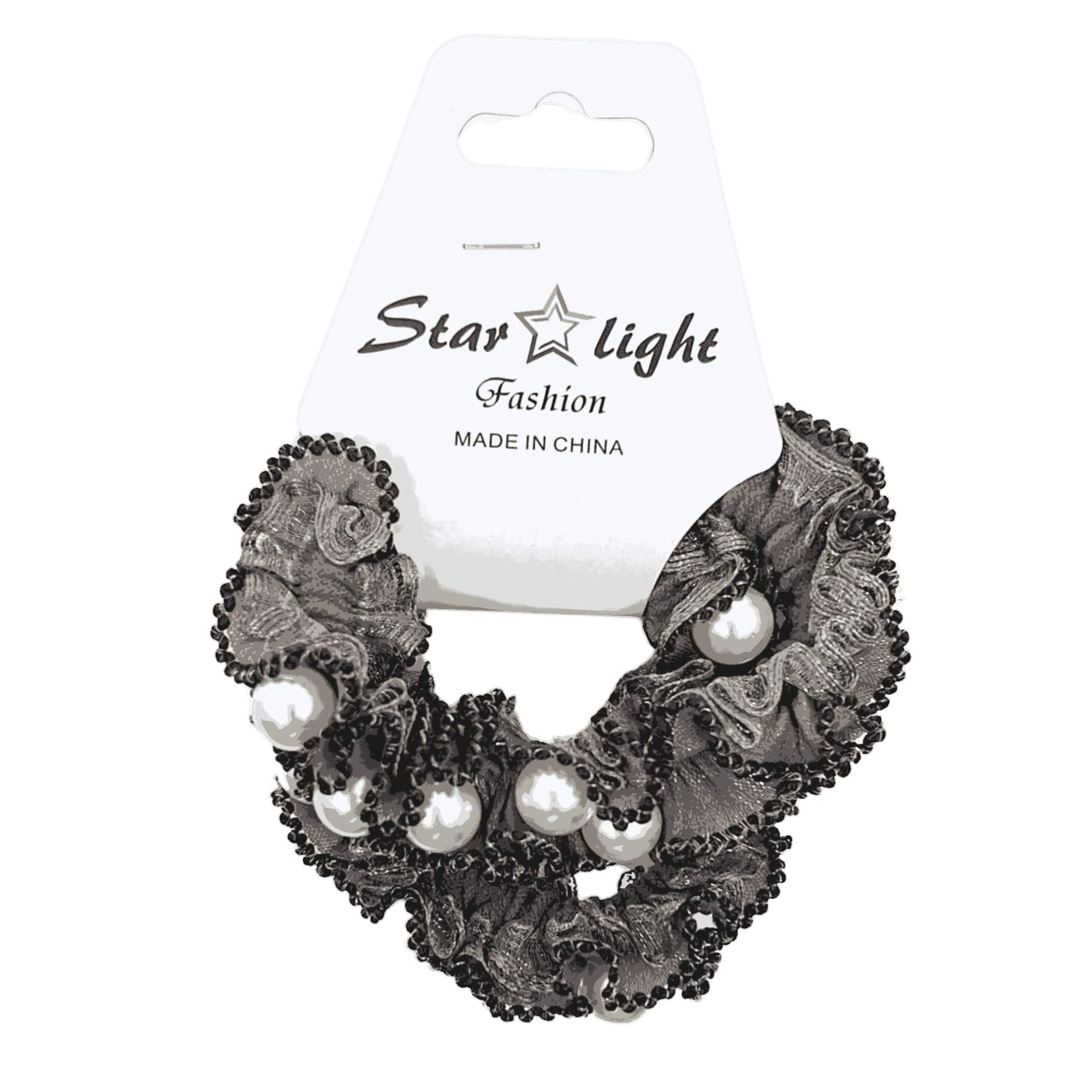 2.5" Pearl Lace Scrunchie Hair Ties for Women & Girls, 2 PCS Hair Bands product detail image