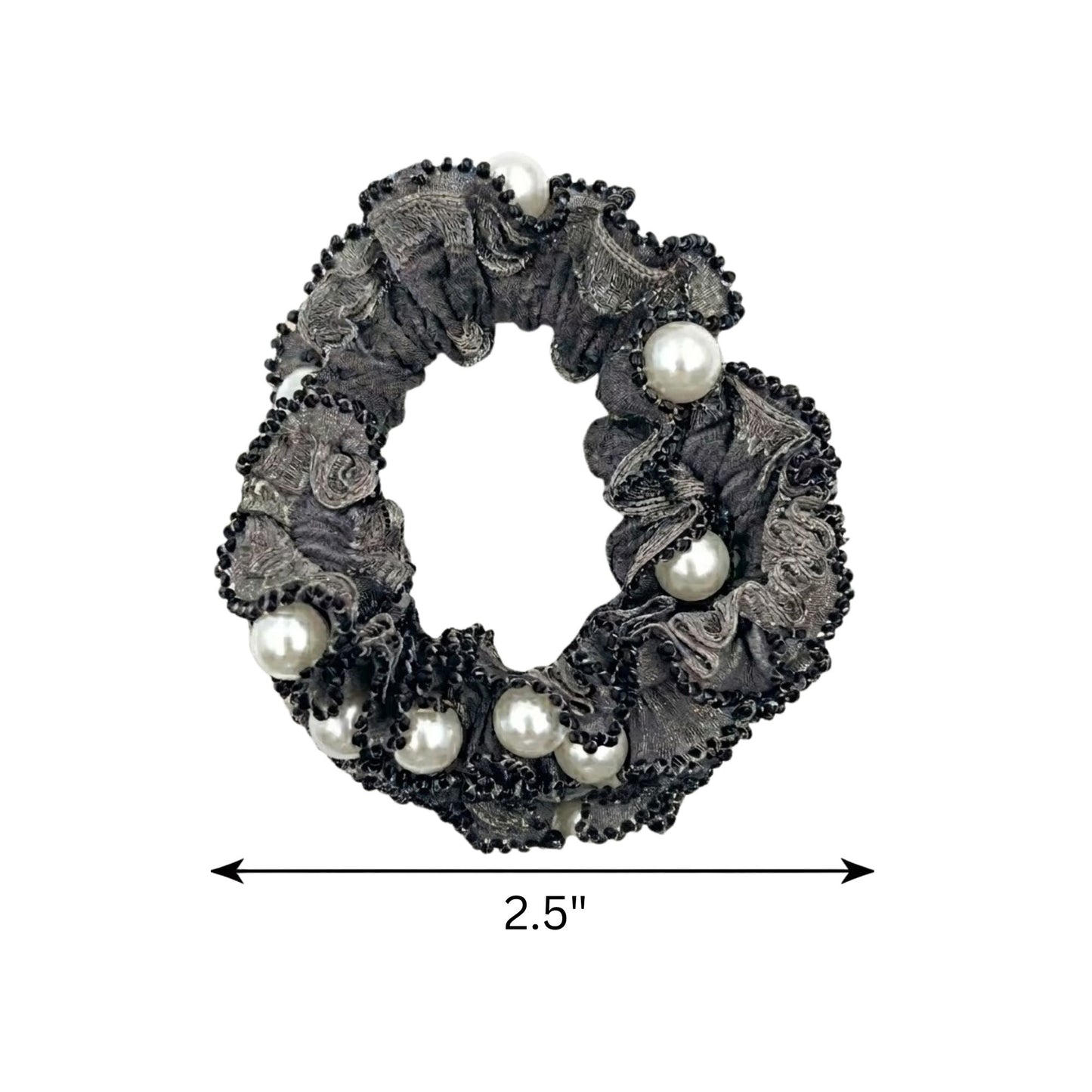 2.5" Pearl Lace Scrunchie Hair Ties for Women & Girls, 2 PCS Hair Bands product image 6