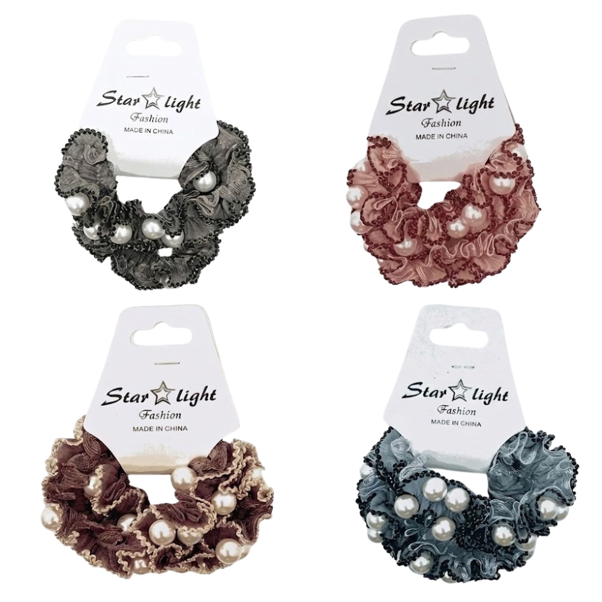 2.5" Pearl Lace Scrunchie Hair Ties for Women & Girls, 2 PCS Hair Bands main product image