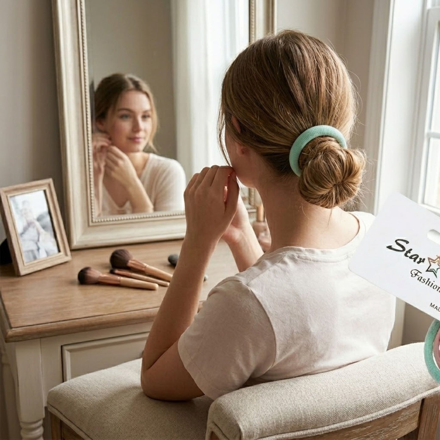 Premium Multicolor Soft Hair Ties Soft No Damage Elastic Bands Hair Bands lifestyle use image