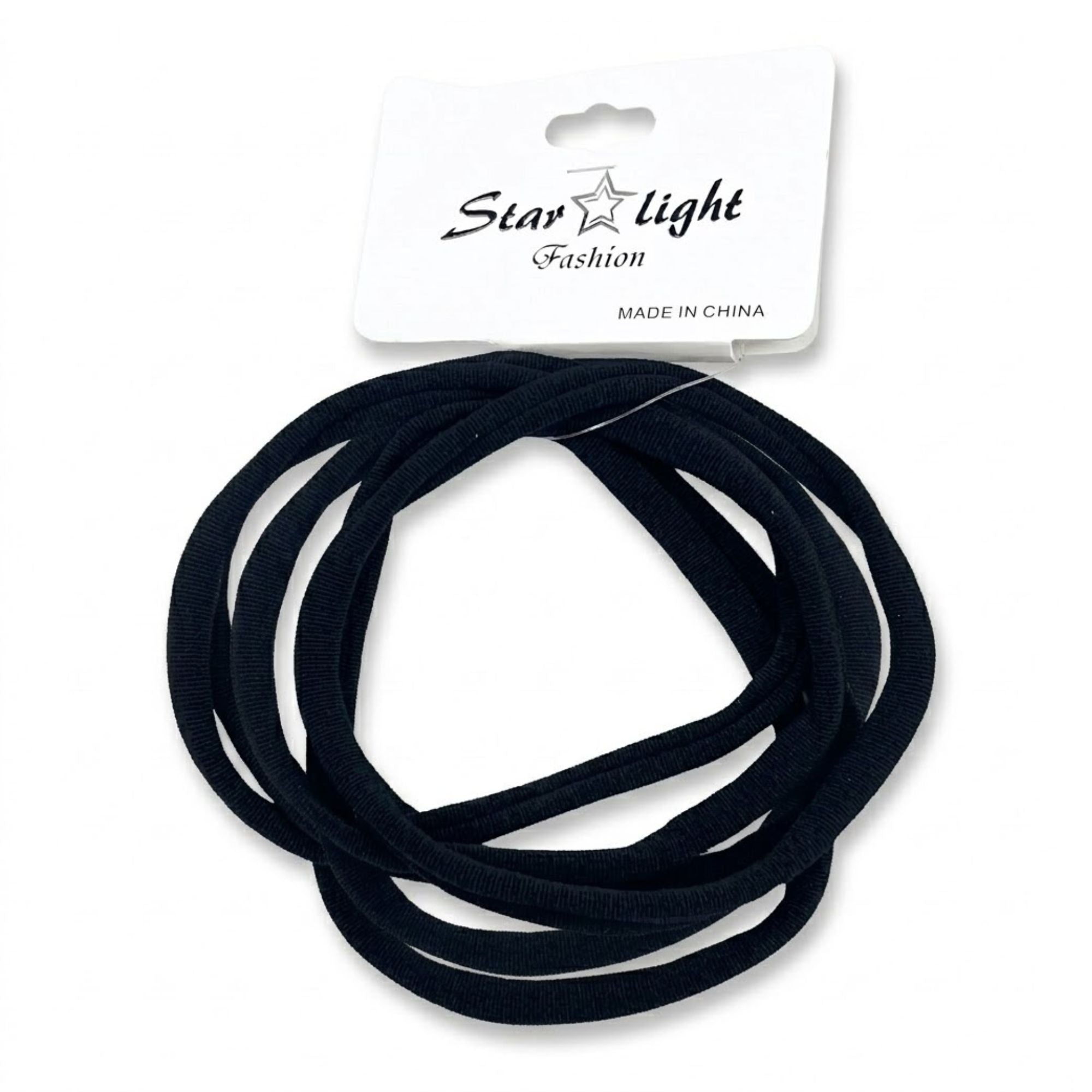 4" Black Elastic Hair Ties for Girls & Women, 5 Pcs Hair Bands main product image