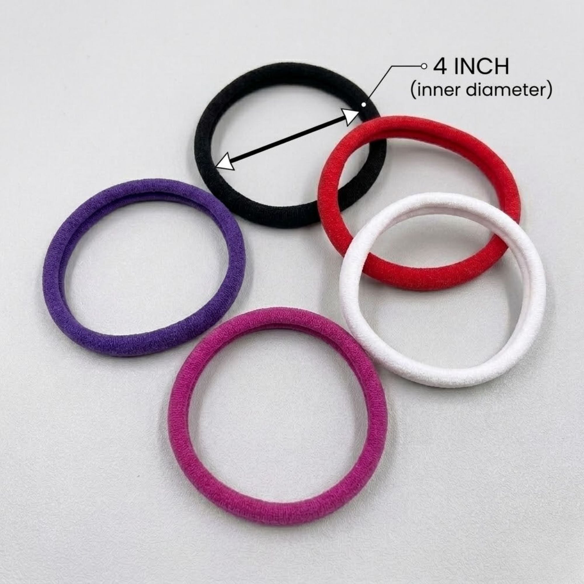 4" Large Assorted Colors Elastic Hair Ties for Women, 5 PCS Hair Bands product detail image