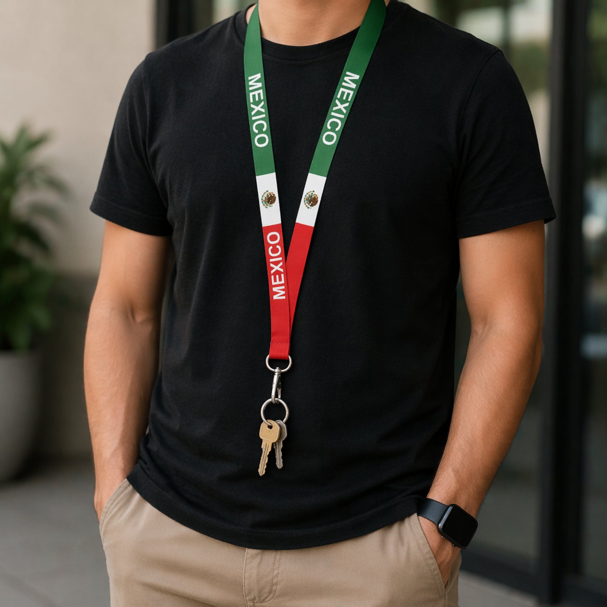 20.5" Mexico Flag Lanyard Neck Strap Keychain Holder Durable lifestyle use image