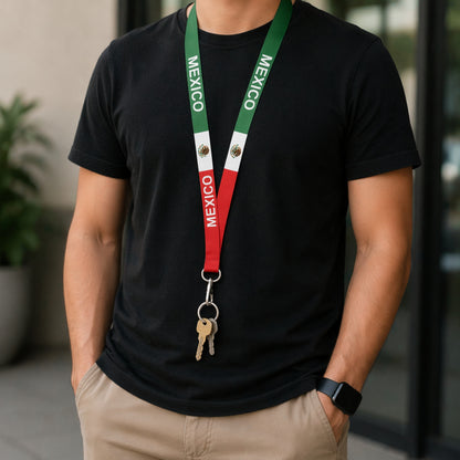 Mexico Flag 20.5" Durable Lanyard Neck Strap Keychain Holder
