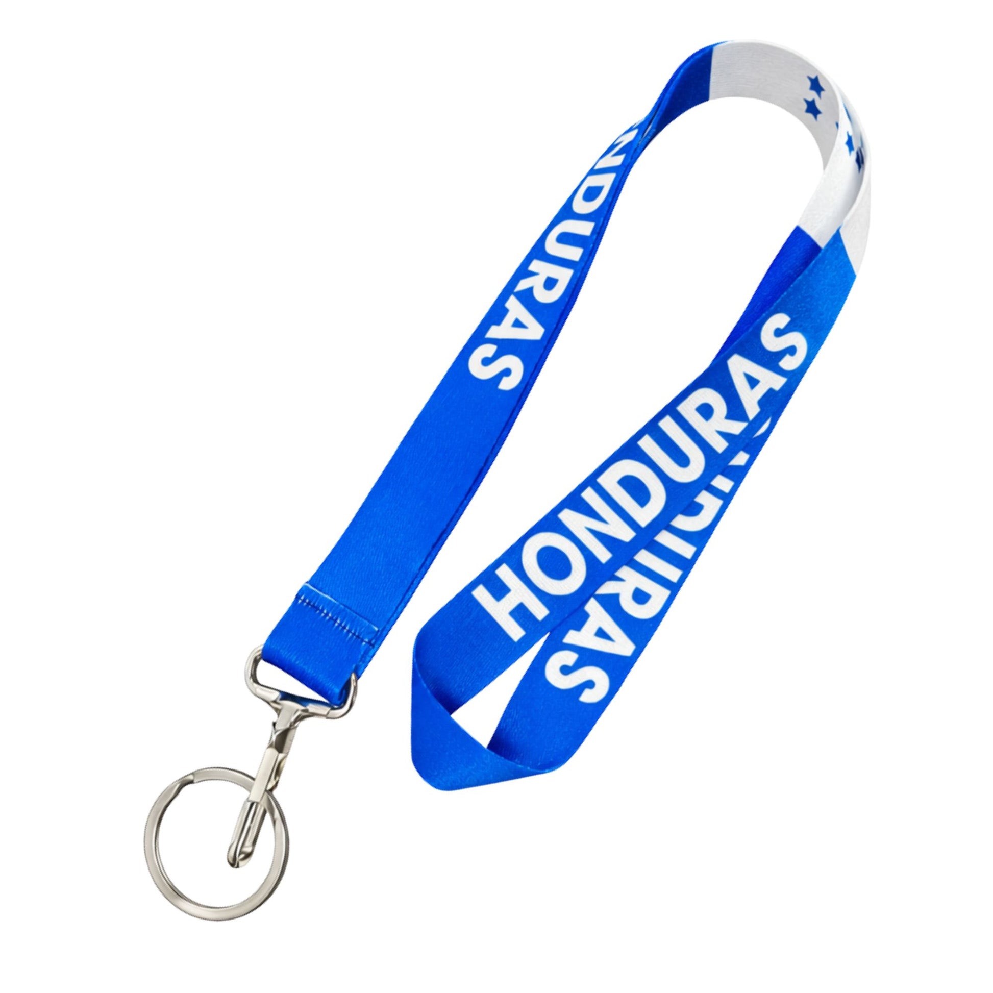 Blue lanyard with 'Honduras' text on a white background
