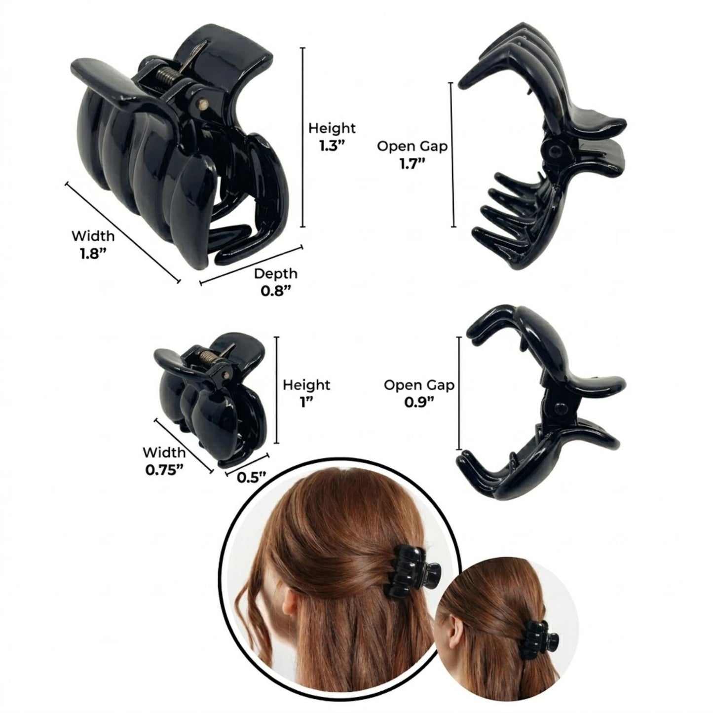Durable Hair Claw Clips Set Strong Grip Styling Tool 3 PCS Hair Clipper & Trimmer Accessories lifestyle use image